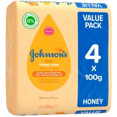 JOHNSON'S Baby Honey Soap, 4 x 100g